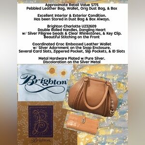 Brighton Leather Bag Wallet Dust Bag & Box Croc Embossed Wallet Excel Int & Ext